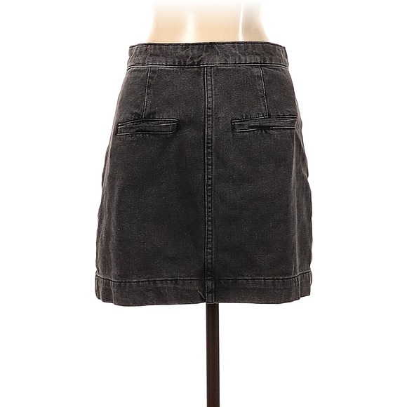 We The free Charcoal Super High Waisted Button Front Denim Jean Mini Skirt - Picture 8 of 9